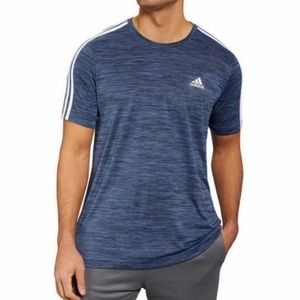 Adidas Blue Short Sleeve Aeroready Tech Tee Casual Athletic Sports Workout Gym